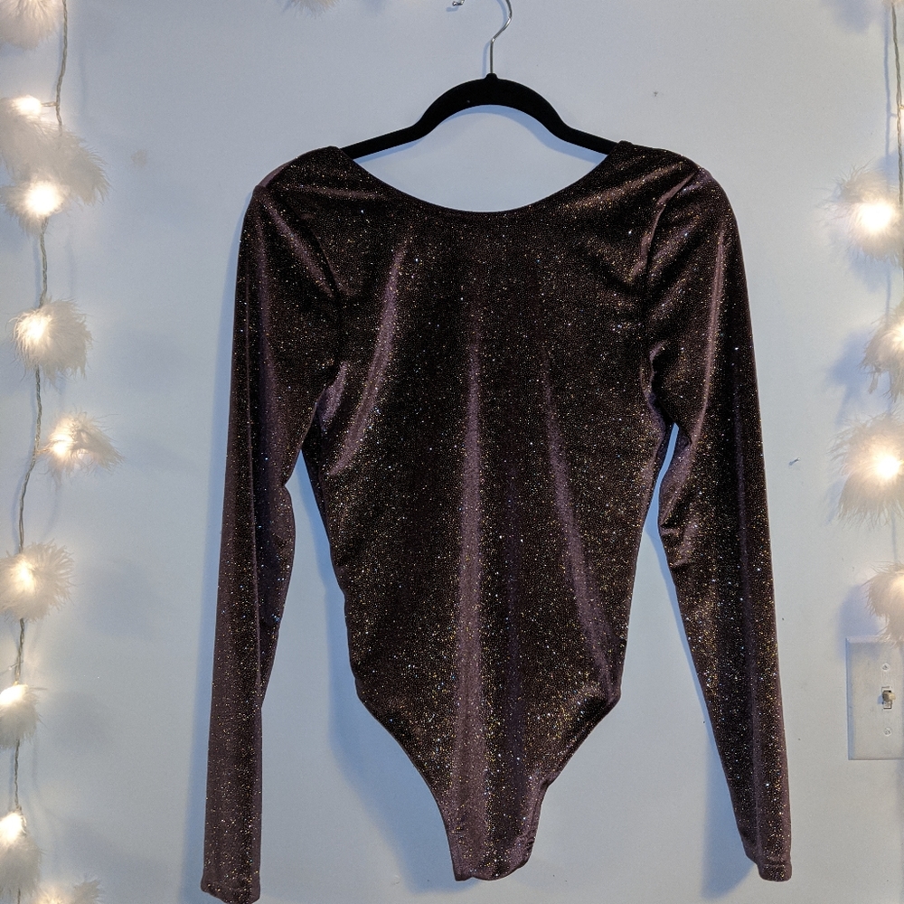 Deep purple sparkley one piece with bottom snaps